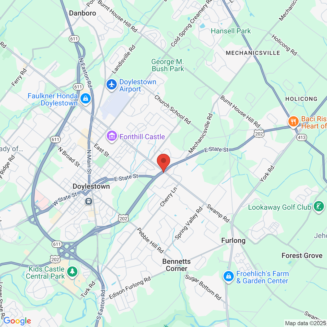 Google map image of our location in 400 Swamp Rd Doylestown, PA